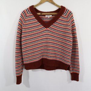 Madewell Striped Arden V-Neck Crop Sweater XS